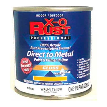 General Paint Rust Preventative Paint/Primer, Gloss, Water Base, Safety Yellow, 1/2 pt 176830